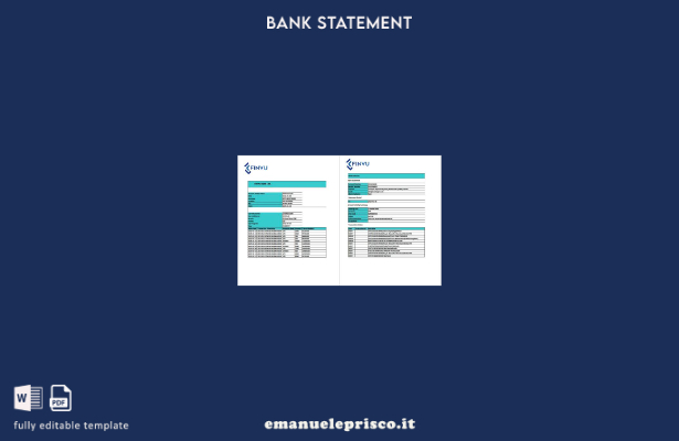 modello di pagine di parole dell'estratto conto di India Finvu Bank Ltd. in stil